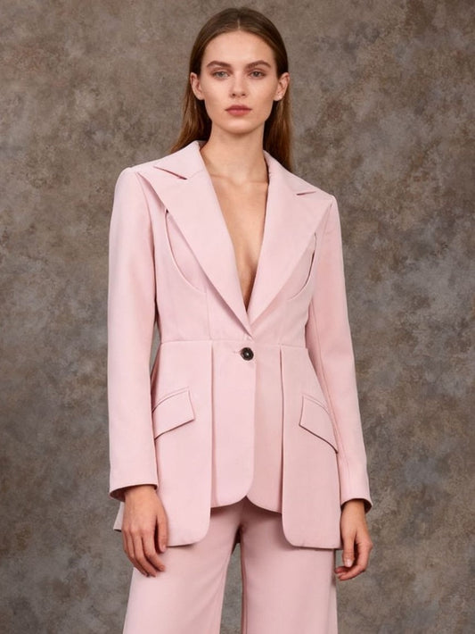 Blazer For Women Chic Cut Out Long Sleeves Outerwear