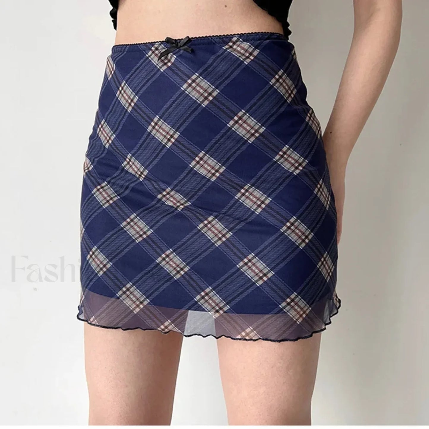 Plaid Mesh Bodycon Harajuku Skirt