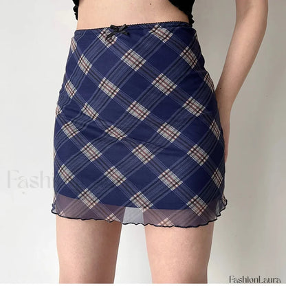 Plaid Mesh Bodycon Harajuku Skirt