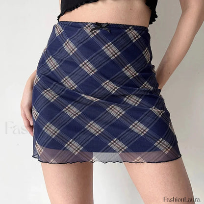 Plaid Mesh Bodycon Harajuku Skirt