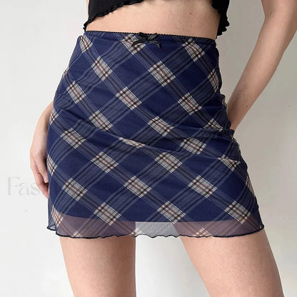 Plaid Mesh Bodycon Harajuku Skirt