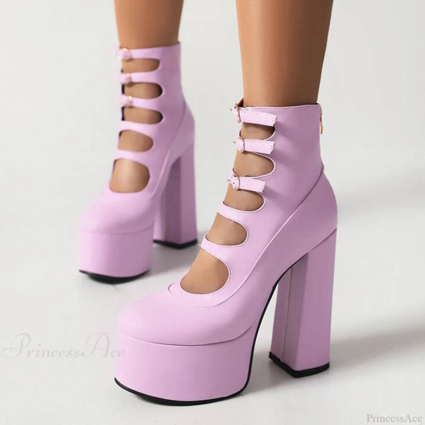 Platform Tall Heels Summer Cutout Dark Boot