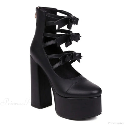 Platform Tall Heels Summer Cutout Dark Boot