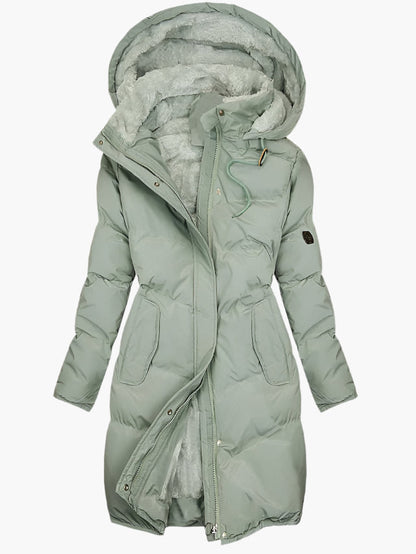 | Women’s Long Quilted Hooded Coat