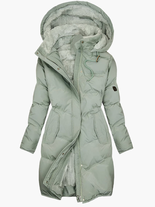 | Women’s Long Quilted Hooded Coat