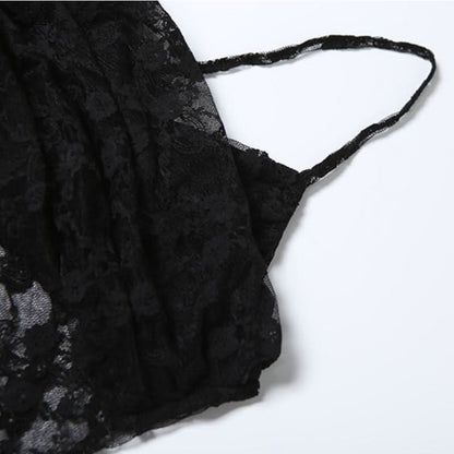 Irregular lace ruched solid cami maxi dress