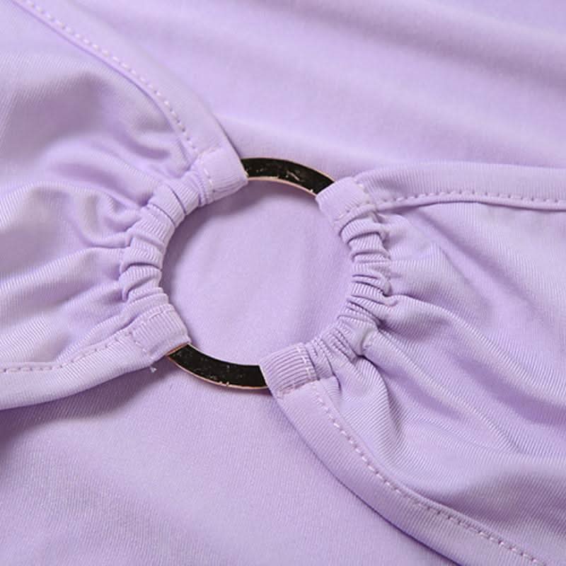 One shoulder o ring hollow out slit cut out maxi dress