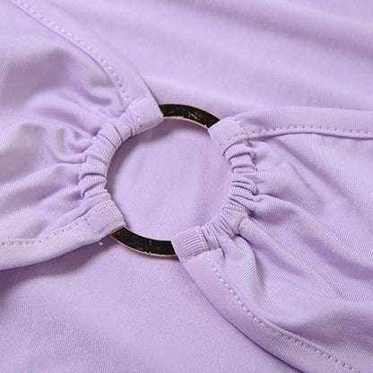 One shoulder o ring hollow out slit cut out maxi dress