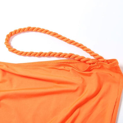 Irregular hollow out ruched v neck cami maxi skirt set