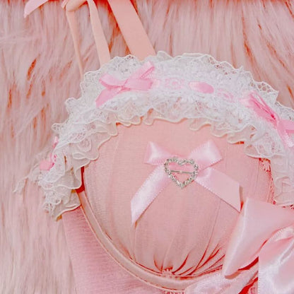 Bowknot lace up lace hem v neck cami top