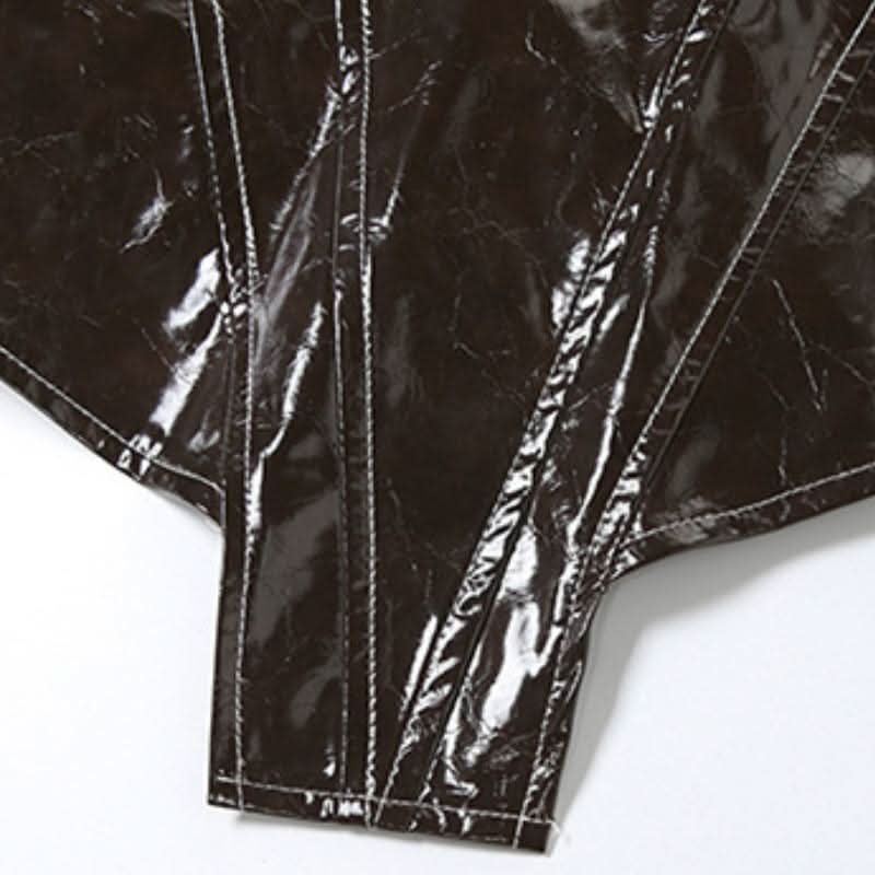 Brown zip-up PU leather backless tube top