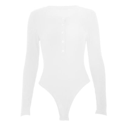 Crewneck long sleeve button solid bodysuit