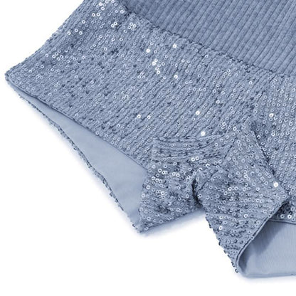 Glitter patchwork textured low rise short pant