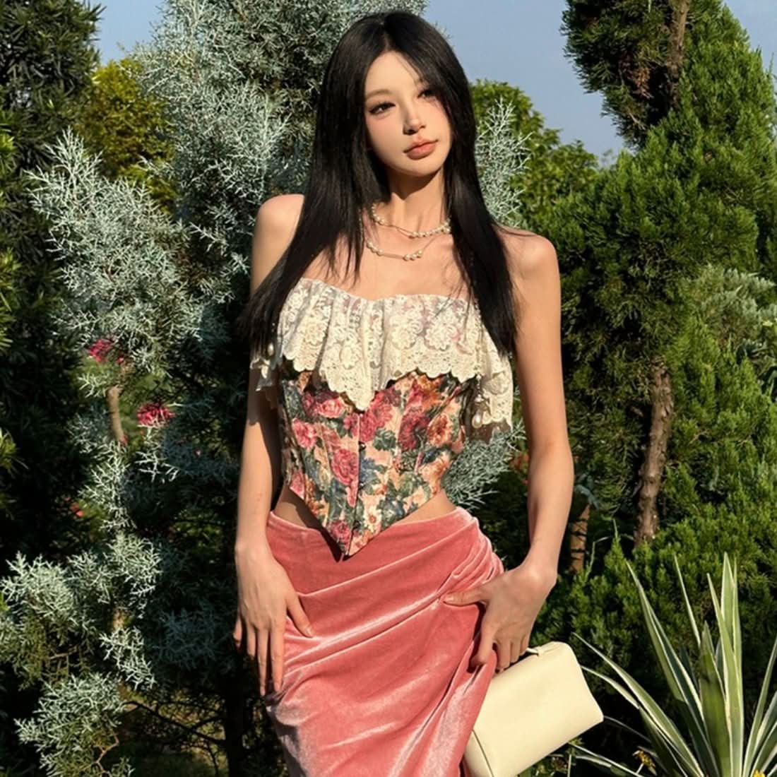 Abstract bustier backless tube top