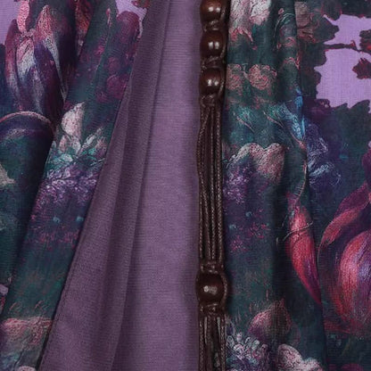 Long sleeve high neck ruffle beaded flower print top