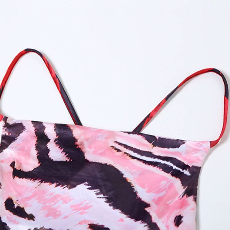 Cowl neck o ring self tie gradient print cami maxi dress