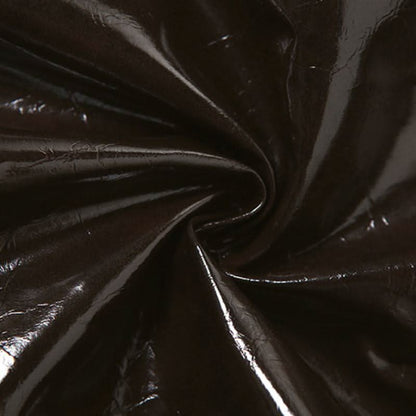 Slit PU leather zip-up brown maxi skirt