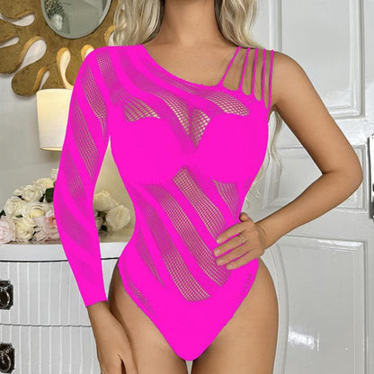 Long sleeve off shoulder irregular strappy bodysuit