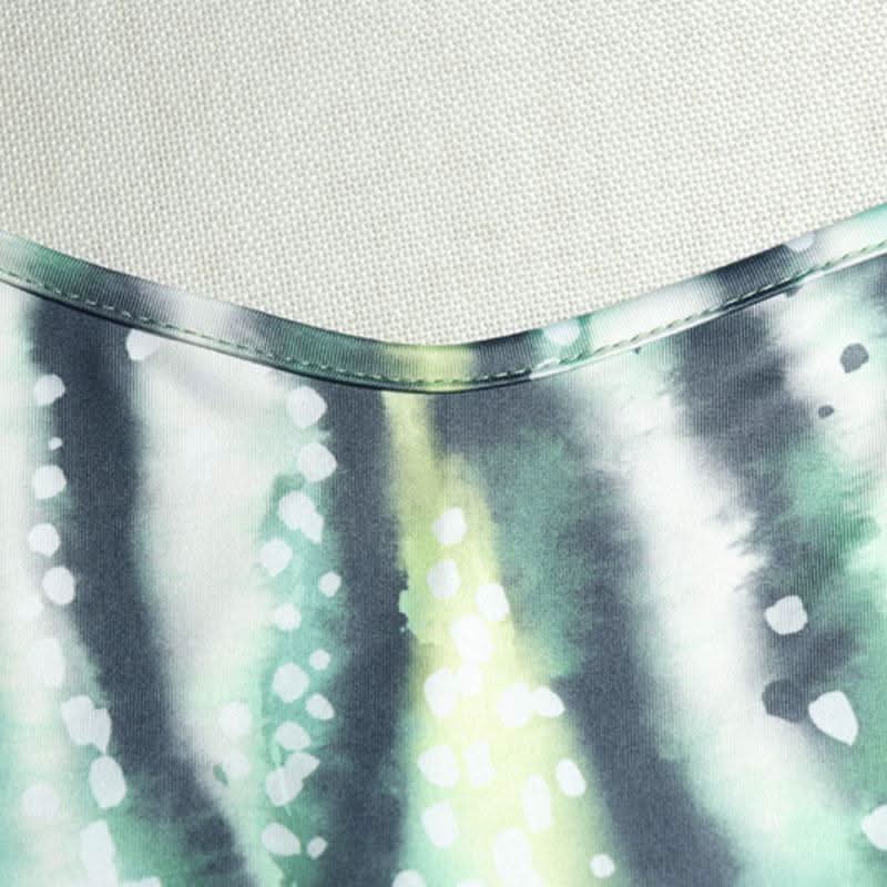 Halter self tie cross front high slit striped print maxi dress