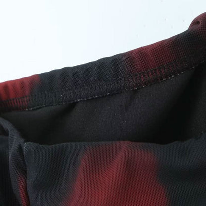 Mesh print A line contrast mini skirt