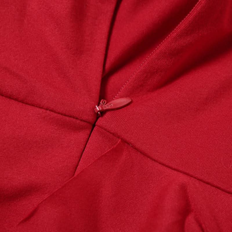 Long sleeve zip-up irregular ruffle square neck maxi dress