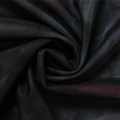 Long sleeve mesh hollow out print see through cut out maxi dress