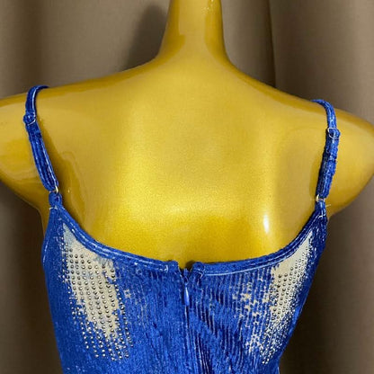 U neck beaded contrast zip-up cami maxi dress