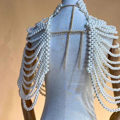 Beaded high neck hollow out metal chain cut out top