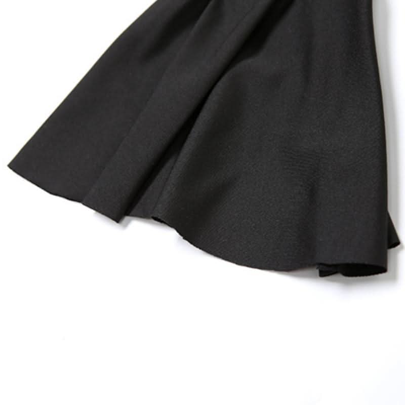 Long flared sleeve self tie v neck ruffle mini dress