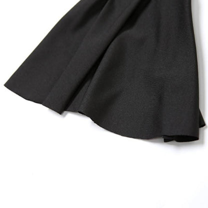 Long flared sleeve self tie v neck ruffle mini dress