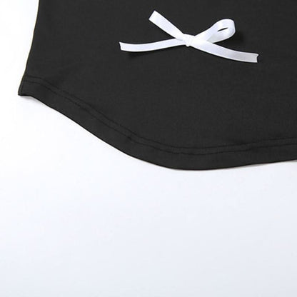 Crewneck bowknot applique contrast top