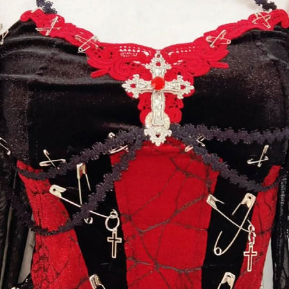 Lace hem halter u neck cross applique shrug mini skirt set