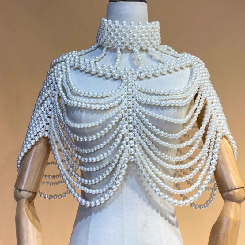 Beaded high neck hollow out metal chain cut out top