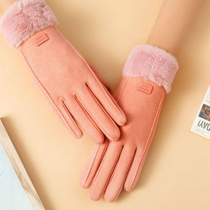 Touch screen windproof tag fluffy gloves