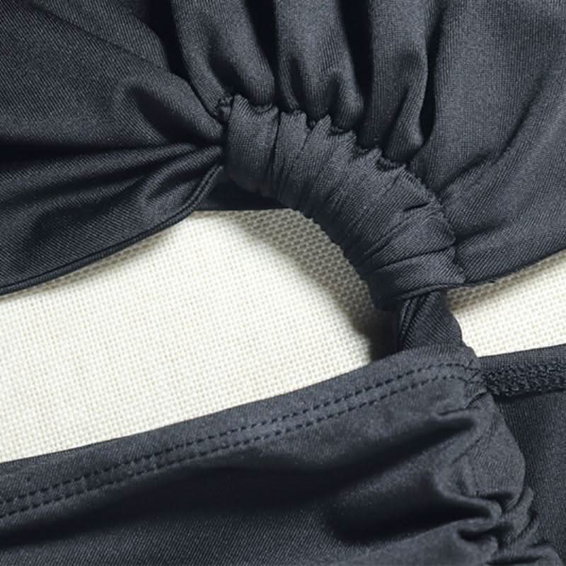 Irregular ruched slit hollow out v neck cut out maxi dress