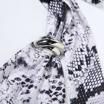 Halter self tie cowl neck print mini skirt set