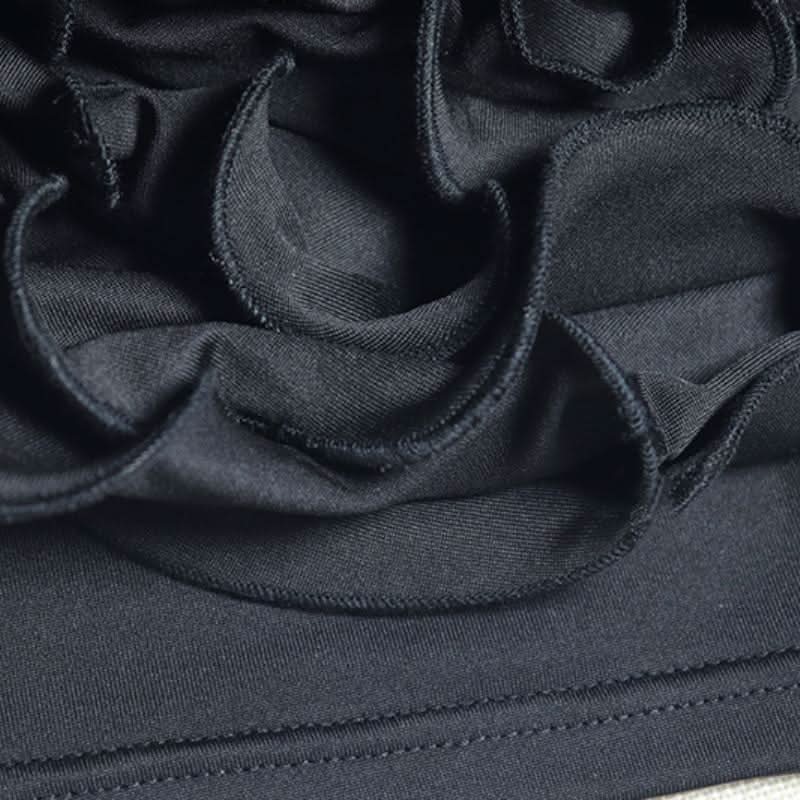 Flower applique solid backless tube mini dress