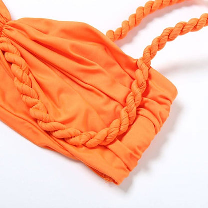 Irregular hollow out ruched v neck cami maxi skirt set