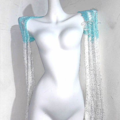 Halter glitter knitted hollow out shrug pant set