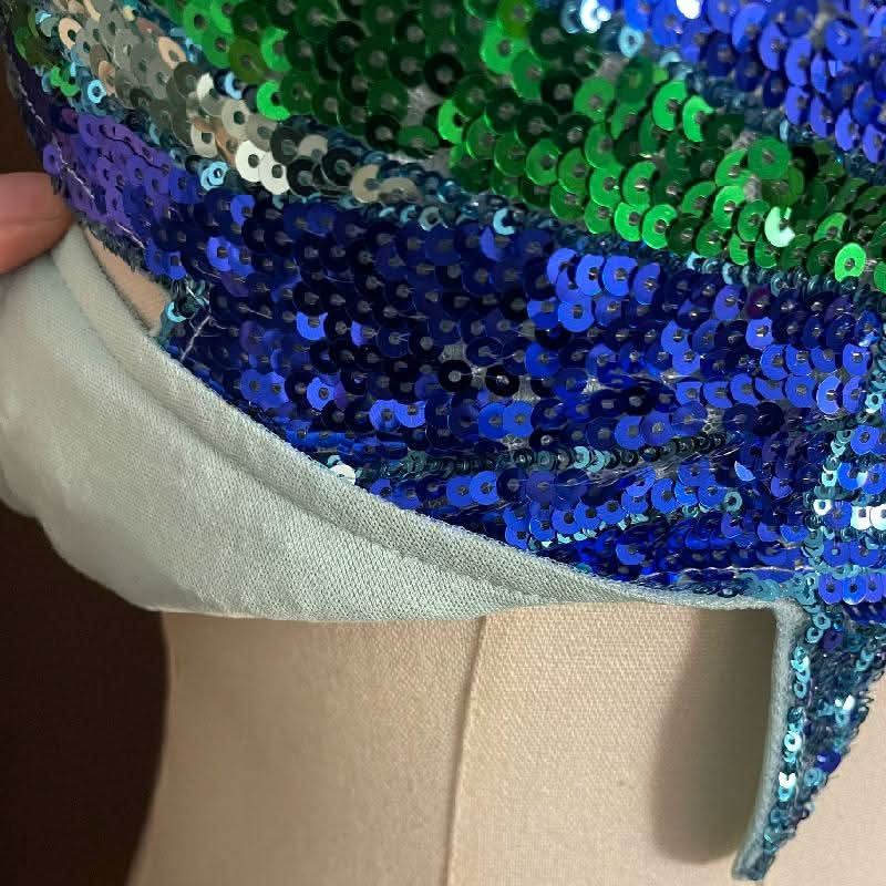 Halter glitter v neck butterfly pattern self tie crop top