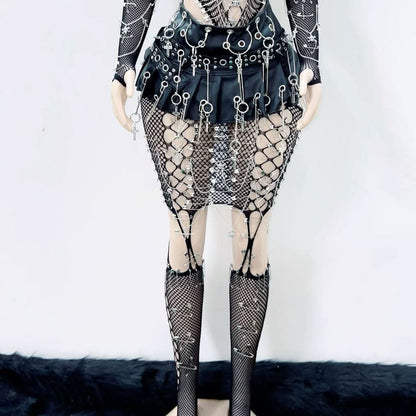 Skull fishnet hollow out tank cut out top