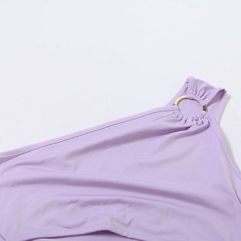 One shoulder o ring hollow out slit cut out maxi dress