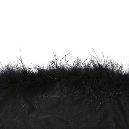 Feather hollow out low rise solid tube pant set