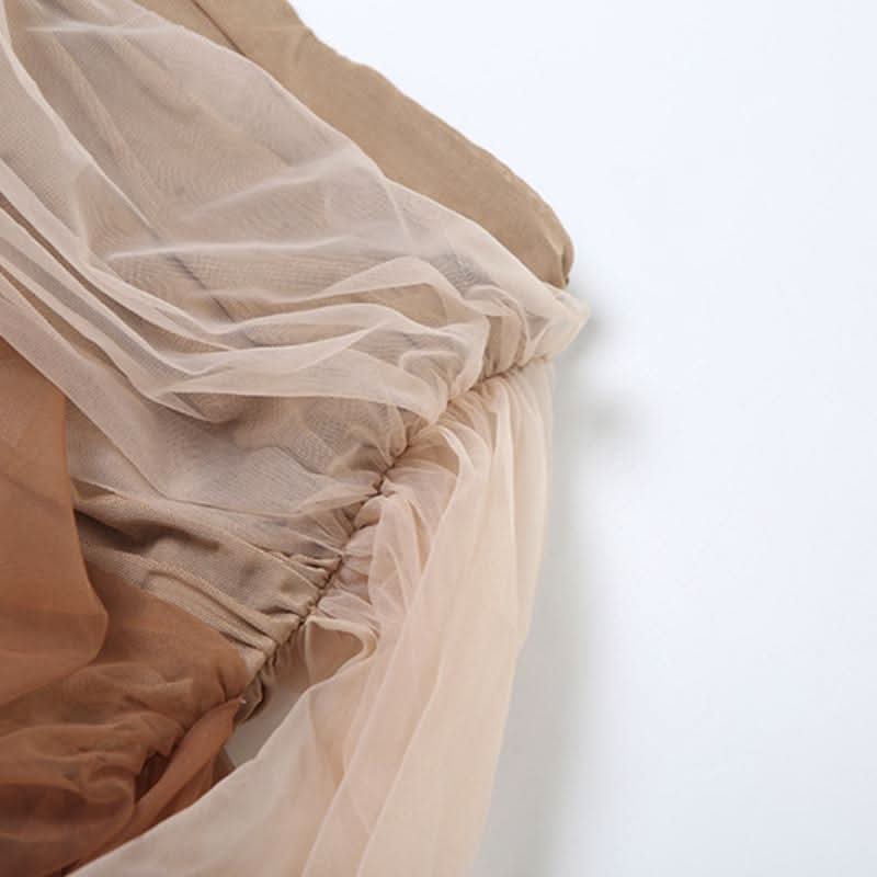 Ruched mesh contrast mini skirt