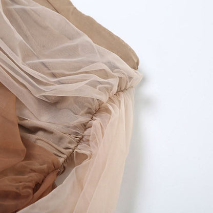 Ruched mesh contrast mini skirt