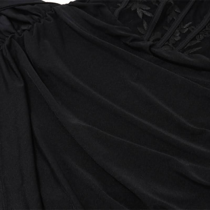 Irregular lace hem ruched solid tube mini dress