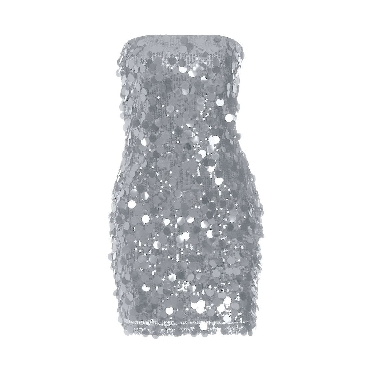 Glitter backless tube mini dress