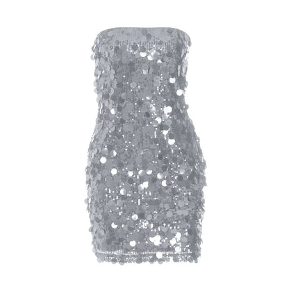 Glitter backless tube mini dress