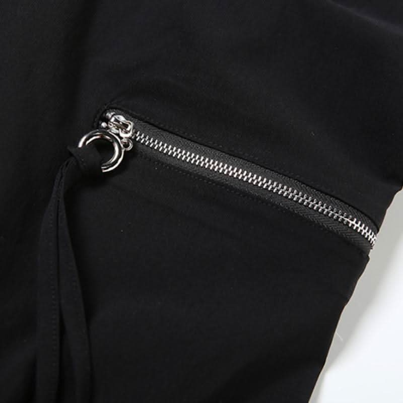 Pocket zip-up button high rise straight leg pant