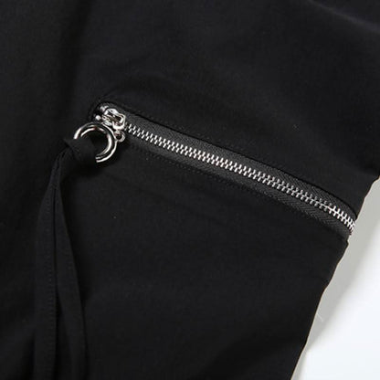 Pocket zip-up button high rise straight leg pant